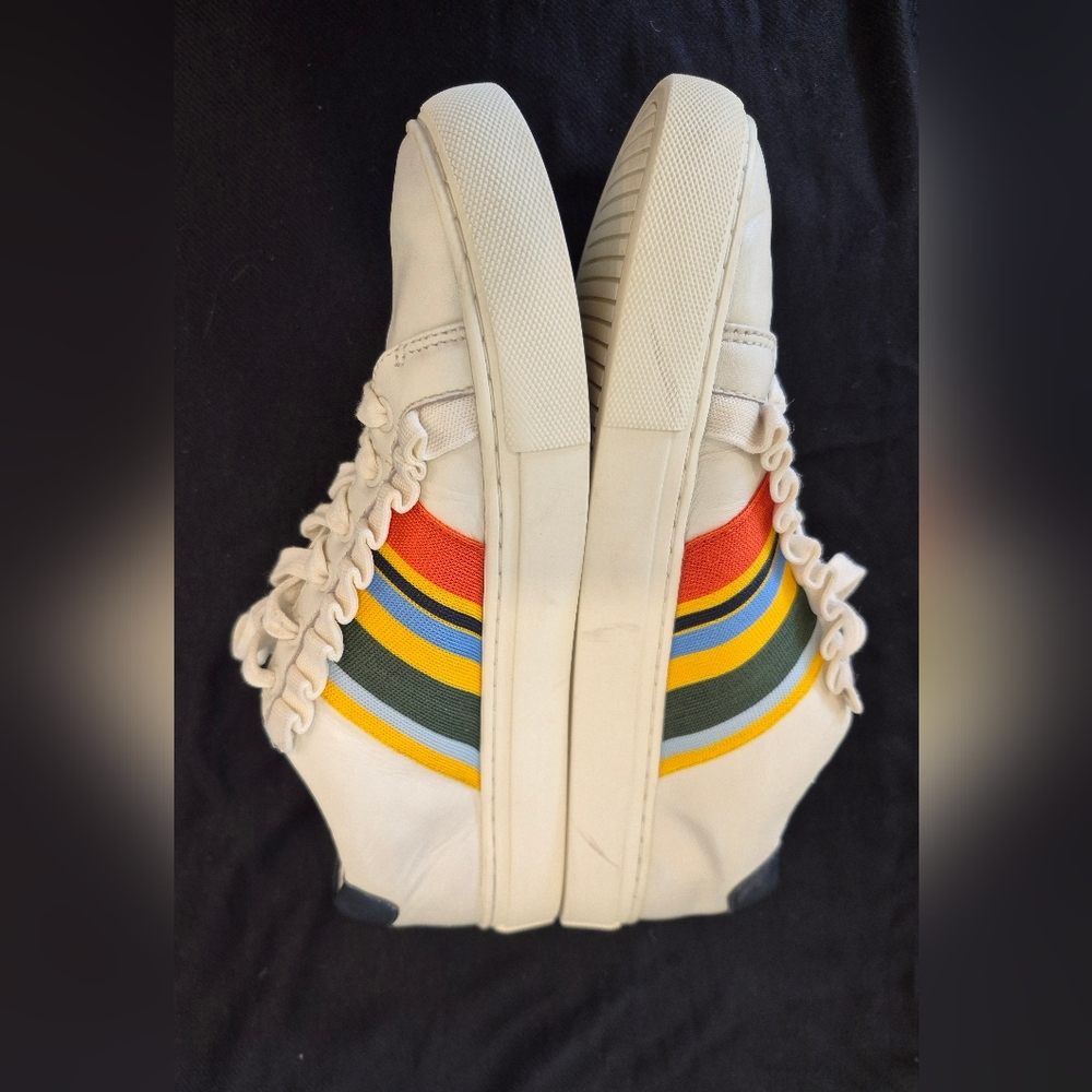 TORY Burch  Ruffle & Striped Women’s 8.5 Sneakers Lace Up - Picture 4 of 10